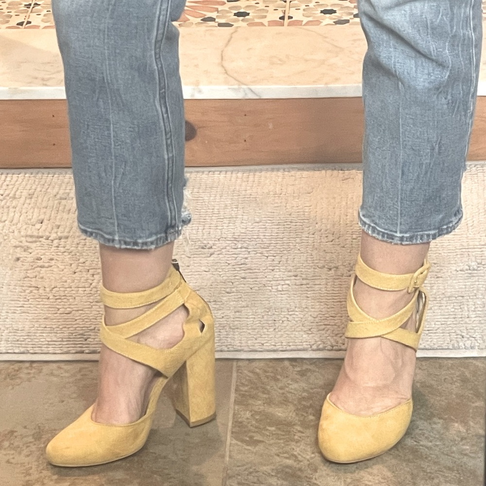 Free People x Faryl Robin farylrobin Yellow Platform Heels size 6